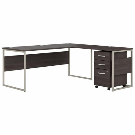 UPC: 0042976193249 | Bush Business Furniture Hybrid 72W x 30D L Shaped Table Desk with Mobile File Cabinet in Storm Gray