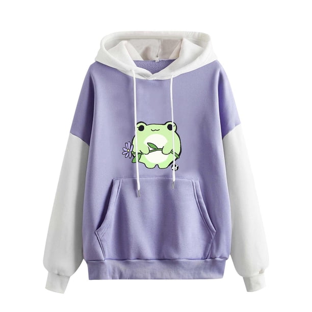 Mujeres moda casual estampado cuello redondo suelta manga larga blusa corta sudaderas sin capucha Fridja bvmnju5609