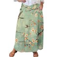 thumbnail image 2 of Viikei Woman's Cotton Eyelet Tiered Midi Skirt with Elastic Waistband,Women's Printed Elastic Waistband Pleated Pocket Skirt With Mid Calf Skirt Green L, 2 of 5