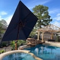 thumbnail image 3 of PURPLE LEAF  10 ft Square Wood Pattern Patio Cantilever Umbrella with Base Beige, 3 of 5
