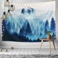 thumbnail image 2 of Tapiz de pared de bosque brumoso, tapiz de árbol de bosque, tapiz de paisaje natural para colgar en la pared de montaña, para dormitorio, sala de estar, dormitorio (azul, M/150cm x 130cm), 2 of 5