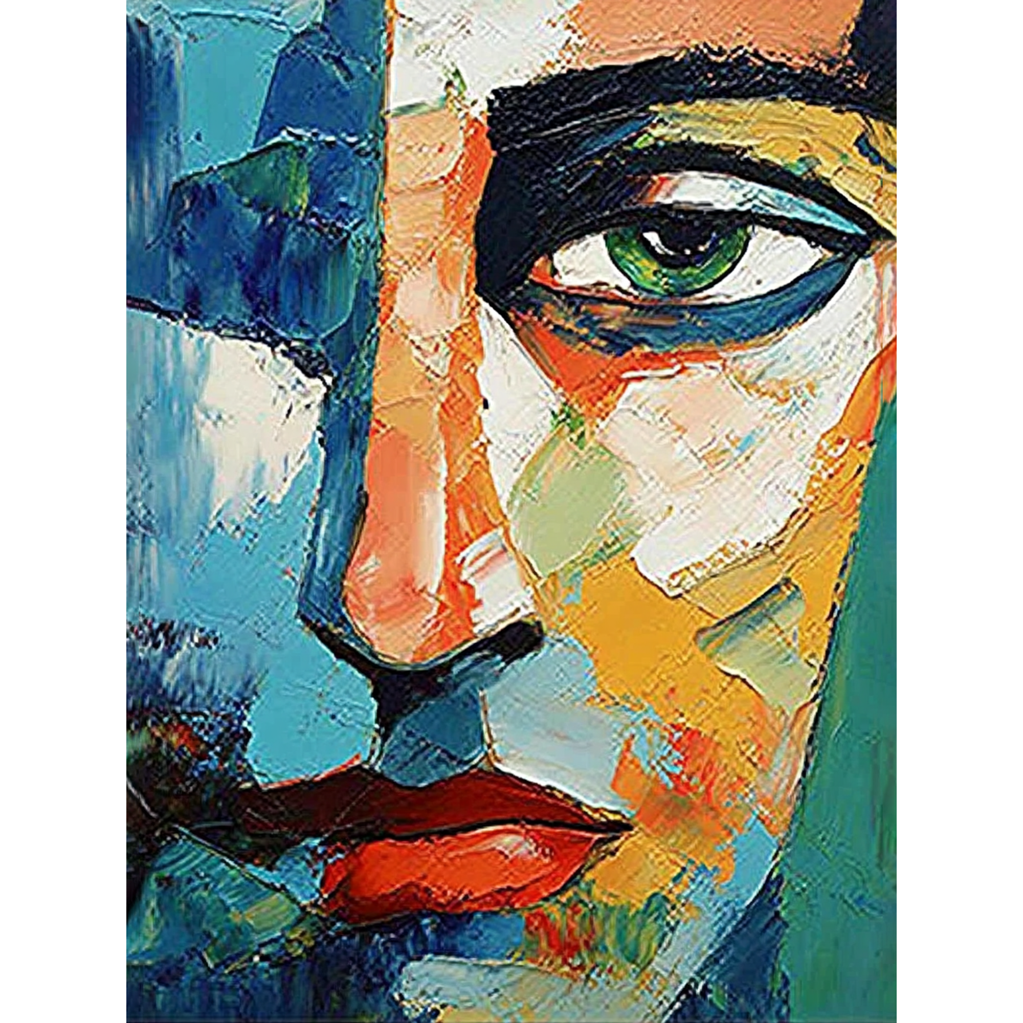 Abstract Face Art Decor Painting/Canvas Art, Suitable for Living Room, Bedroom, Office, Study Room, Gallery, Studio, Home Decor, Lounge, Cafe, Restaurant, Hotel, Apartment, etc.