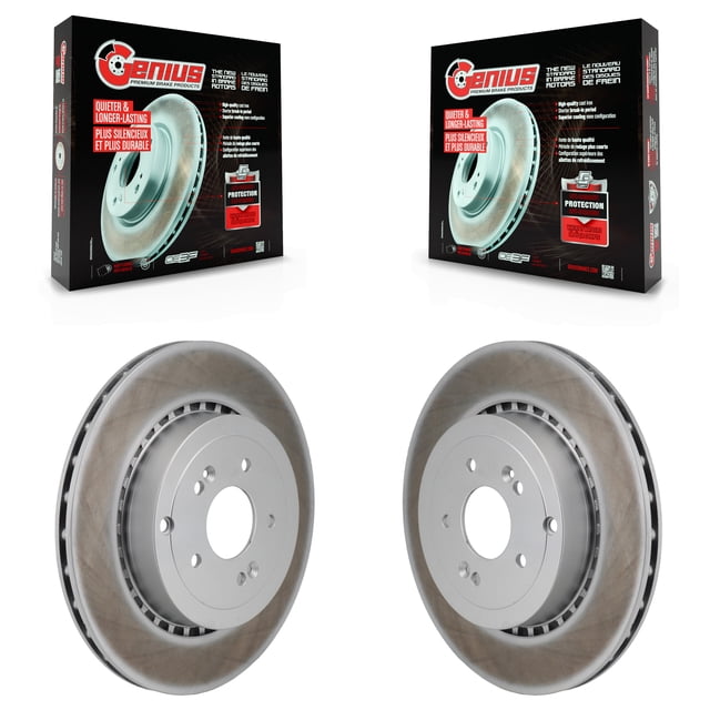 Genius Rear Coated Disc Brake Rotors Pair for Car Genesis G70 Kia Stinger KG-102012