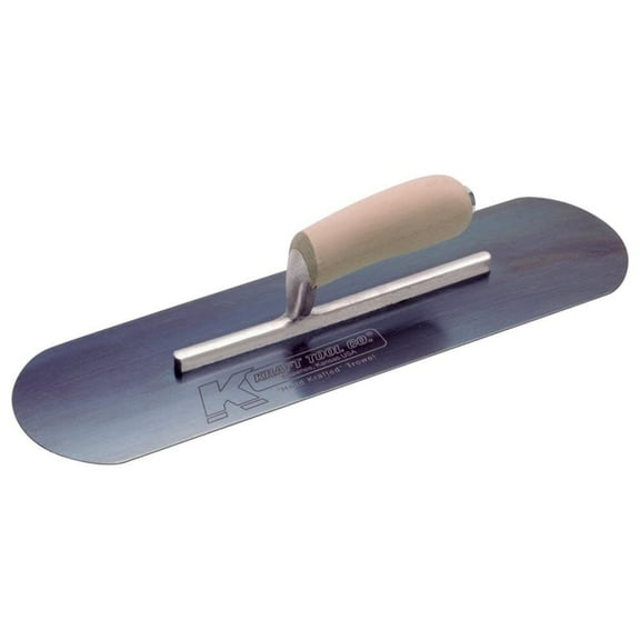 Kraft Tool Pool Trowel,Round,5 x 18 in,Blue Steel CF292B
