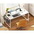 thumbnail image 4 of Computer Desk, 54 inch Office Desk with Storage Bag, Writing Work Desk with Charging Station Outlets Built-in for Home Office, Study, Large Legroom, Metal Frame, White, 4 of 14