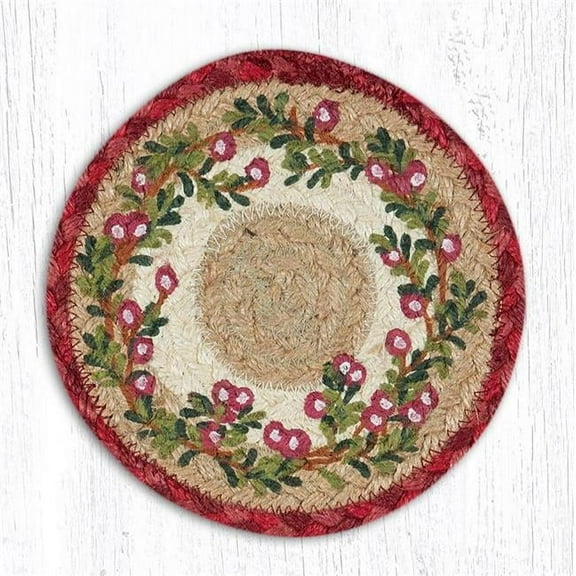 7 in. Jute Round Cranberries Large Coaster