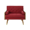 thumbnail image 2 of Benjara Lita Wide Accent Club Chair, Button Tufted, Red Fabric, Brown Frame, 2 of 5