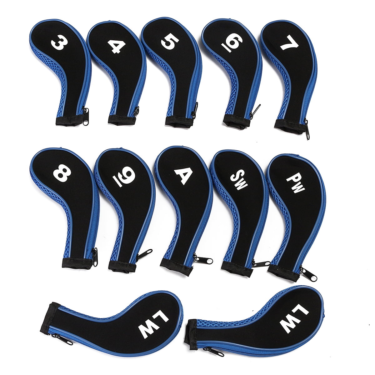 12Pcs/set Golf Club Head Covers Replacement Zipper Headcovers Golf