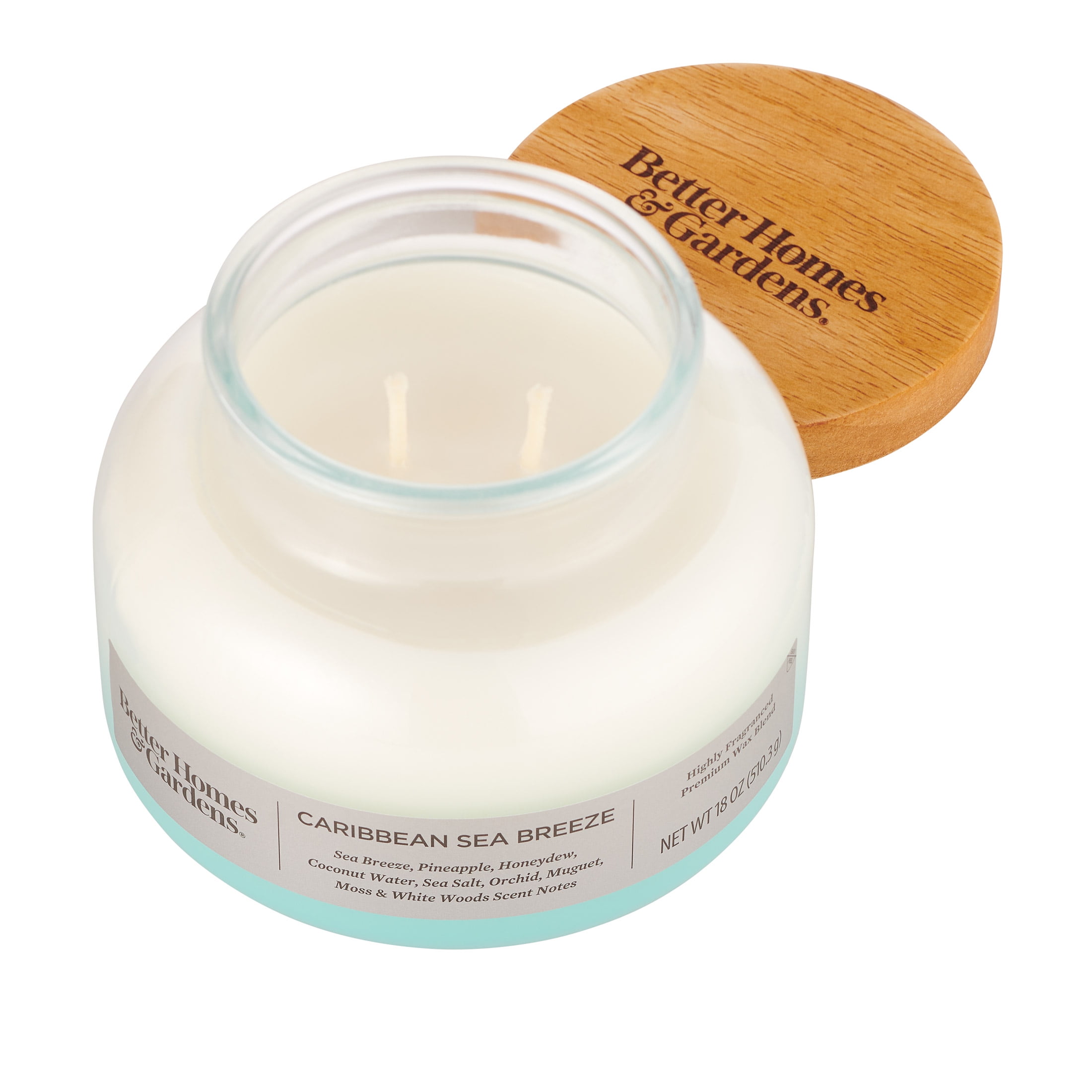 (2 pack) Better Homes & Gardens Caribbean Sea Breeze Scented 2-Wick 18oz Ombre Bell Jar Candle