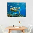 thumbnail image 3 of COMIO  - Green Sea Turtle in Deep Ocean Sea Canvas Art Wall Art, 3 of 5