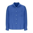 thumbnail image 6 of ClodeEU Womens Button Down Shirts,Casual Long Sleeve Blouses,Textured Collared Work Tops with Pocket Blue,Womens Plus XL, 6 of 6
