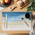 thumbnail image 2 of Haze Blue Summer Beach Placemats Set of 6, Nautical Coastal Beige Seaside Placemats for Dining Table, Place Mats for Kitchen Tabletop, Waterproof Wipeable Dining Table Mats Set, 2 of 9