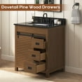 thumbnail image 2 of Deluxe Living 30" Bathroom Vanity with Marble Top, Fully-Assembled vanity with Ceramic Sink,Solid Wood Frame,Brown Oak, 2 of 8