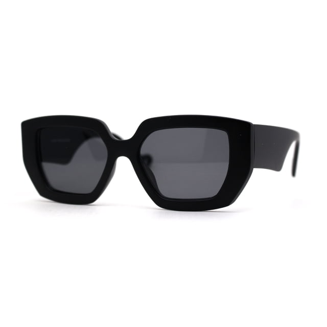 Womens Mod Thick Plastic Geometric Cat Eye Sunglasses Matte Black