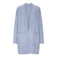 thumbnail image 3 of ShomPort Women's Cable Knit Sweater Cardigan Long Sleeve Solid Color Long Cardigans Coat with Pocket, 3 of 5