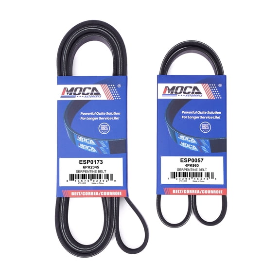 MOCA AUTOPARTS 2x Serpentine Belt Fit for 2003-2008 Chevrolet Express 2500 3500 6.0L & 2003-2008 GMC Savana 2500 3500 6.0L & 2002-2005 Cadillac Escalade 5.3L