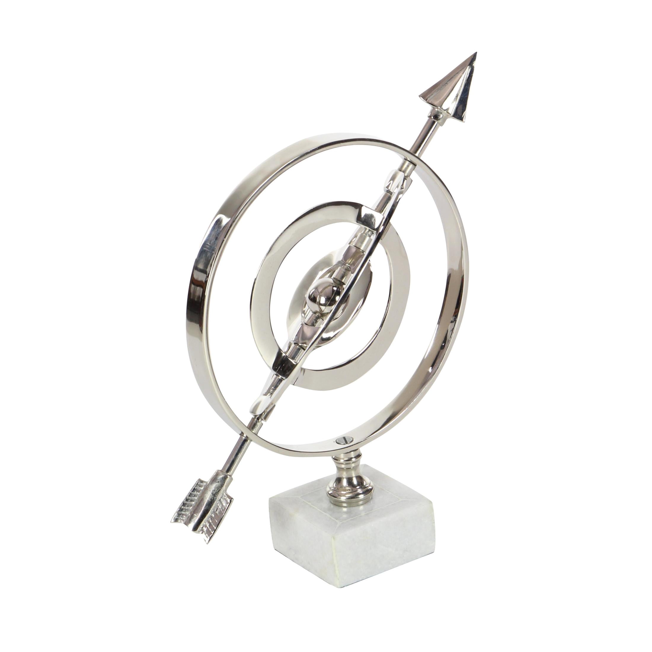 DecMode 10" Silver Armillary Globe with Marble Base