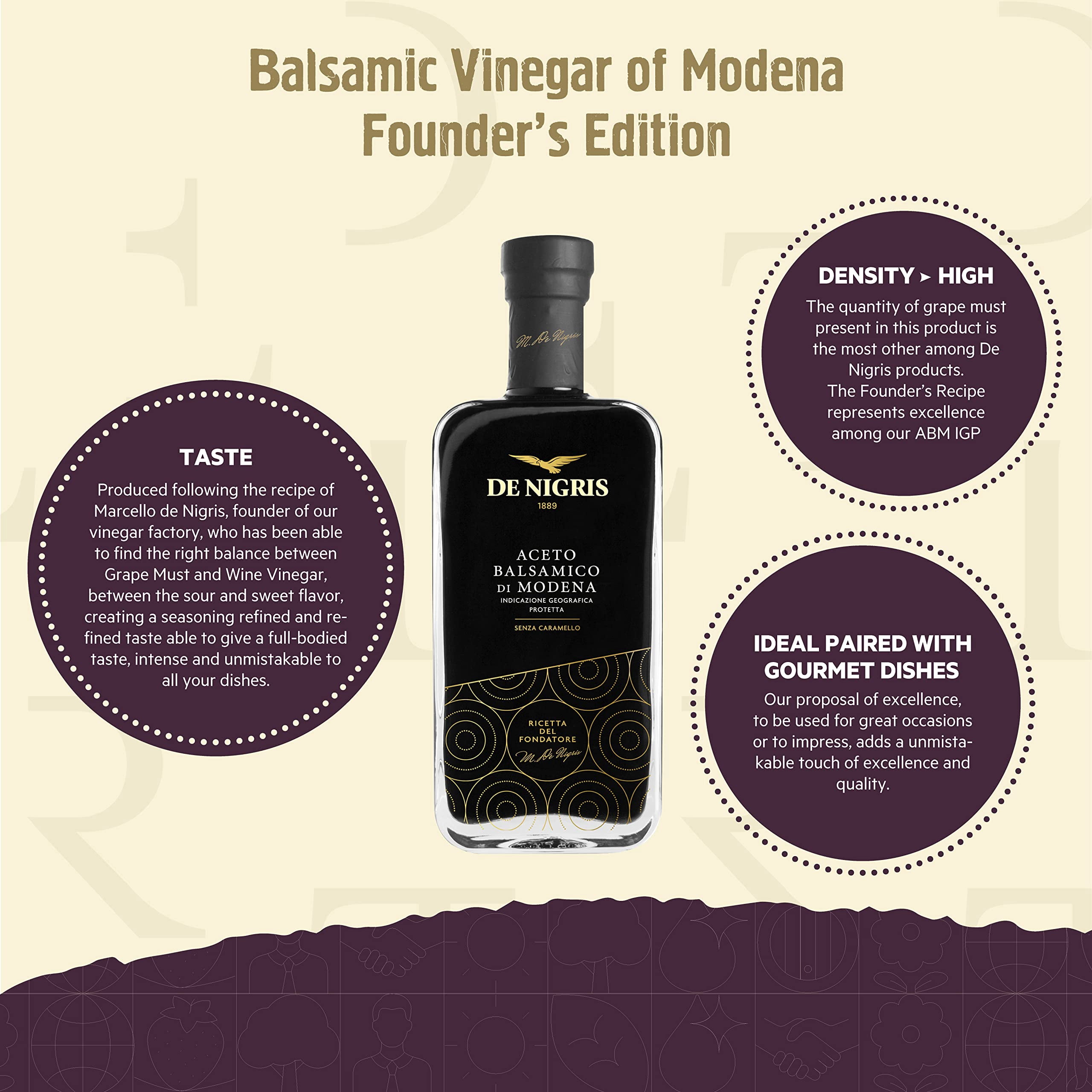 De Nigris vinegar of Modena Founder's Edition with 70% grape must, 8.5 oz (250ml) – rich and intense flavor