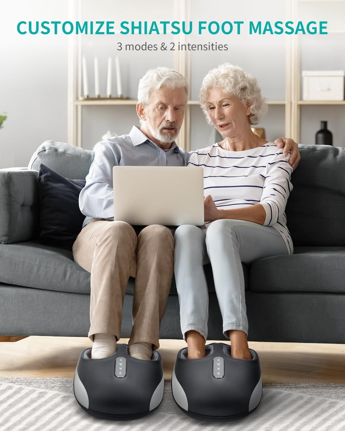 Nekteck Foot Massager Machine with Heat, Shiatsu Foot Massage for Plantar Fasciitis, Neuropathy, Electric Air Compression & Deep Kneading, FSA HSA Eligible, Fathers Day Gifts for Men Dad Mom Women