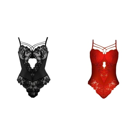 2-Pack Embroidery Ladies Strap Crochet Cutout Teddy Lingerie Bandage Underwear Lingerie Bra And Panties Skirts plus Size Strapless Bra for Women 44g Vintage Lingerie for Women 1940 Negligee