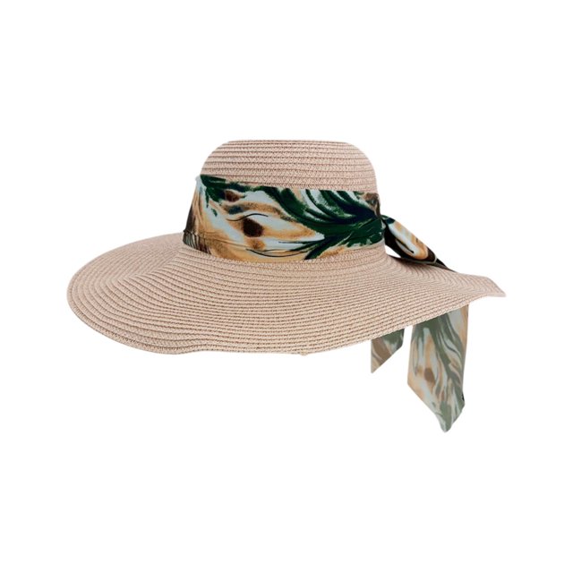 Sombrero de Playa Con Liston Para Mujeres Ala Ancha 42 cm rosa