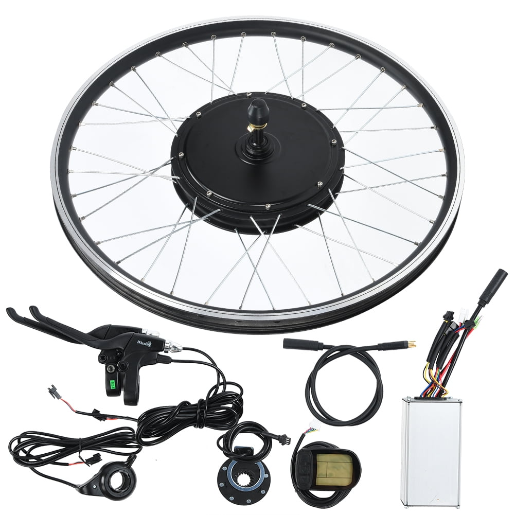 front drive Ebike Conversion Kit 26inch Wheel 36V 500W Electric Battery Powered Bicycle Motor Conversion Kit Electric KT-LCD5 Display Instrument Wheel E-Bike Motor Kit Bike Accessories Set 