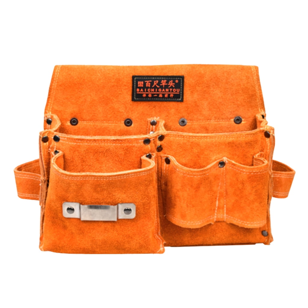 MOMOJIA Cow Leather Storage Bag for Woodworkers Hardware Tool Wear-resistant Waist Bag