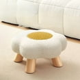 thumbnail image 6 of Flower Stool, Small Round Ottoman with Plush Cushion, Wooden Frame Compact Footrest for Lounge, Dorm Room, Multi-Functional Decor(White), 6 of 6