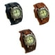 thumbnail image 1 of 3x Reloj De Pulsera Hombre Reloj Banda Cuero Vintage Marrón Oscuro Negro Marrón, 1 of 9