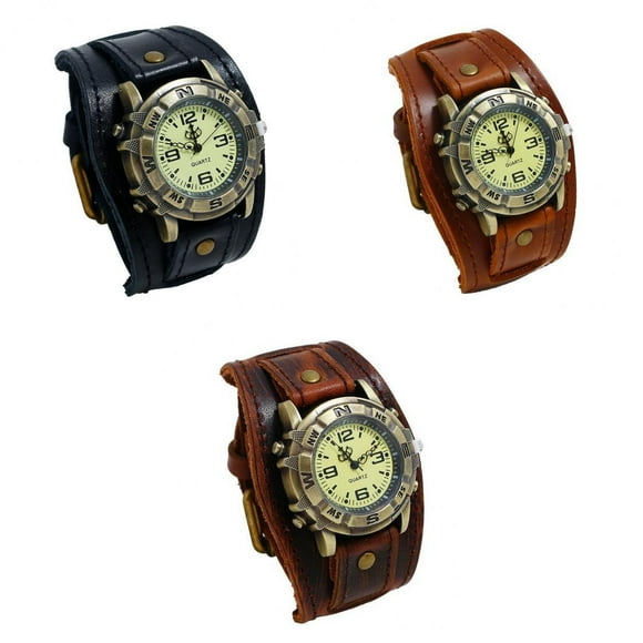 Reloj de pulsera Yinane Cuero Vintage Negro