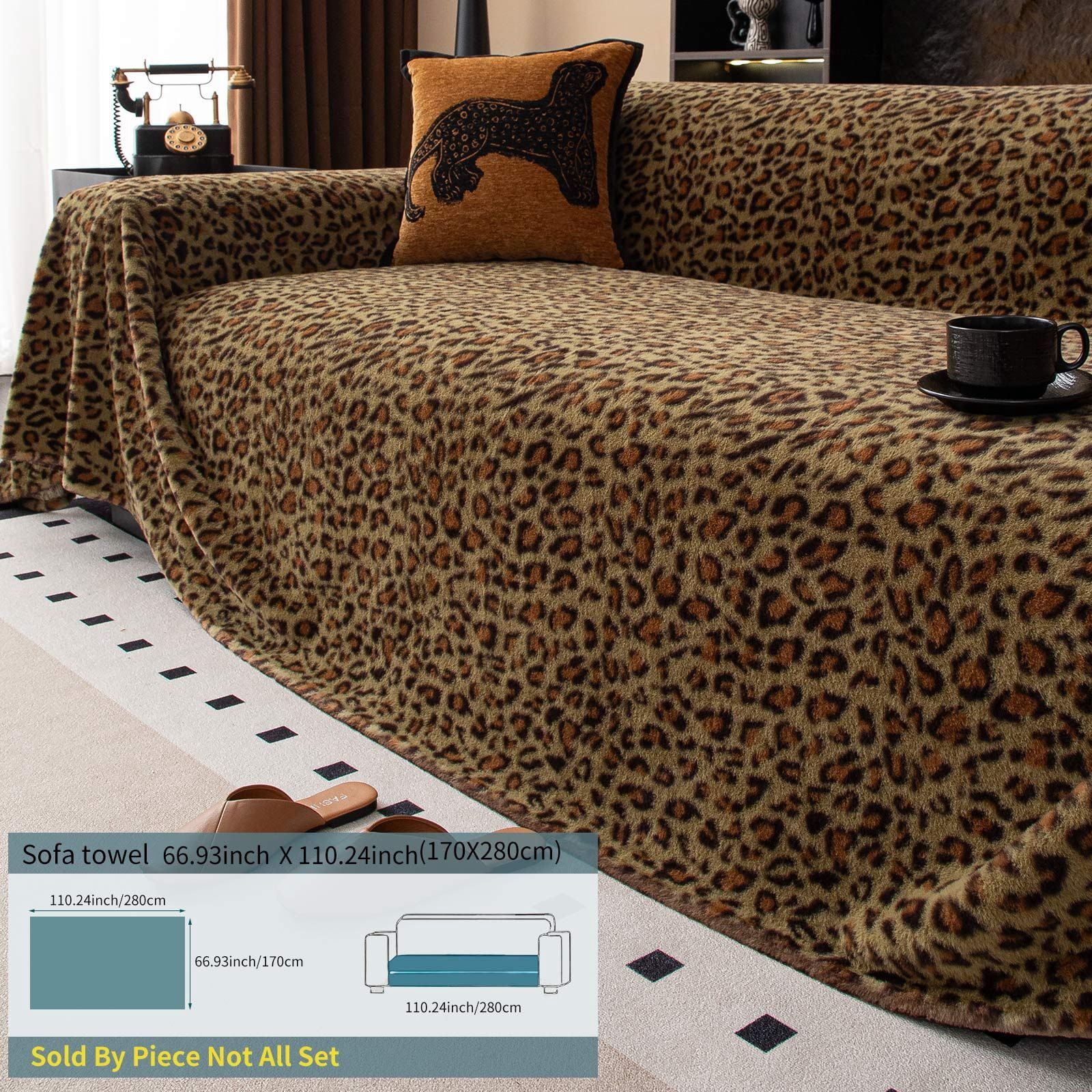 West Ivory 3-Seater Ultra-Thick Winter Soft Plush Couch Cover – Washable Furniture Protector for Dogs, Pets, Anti-Slip, Anti-Dust Sofa Cushion Cover, Fern green, 110.24 x 66.93 Inches