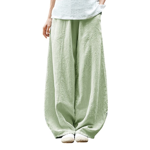 Pantalones sueltos de mujer Piernas anchas con bolsillos Pantalones holgados de meditación de g CACAGOO Pantalones de mujer