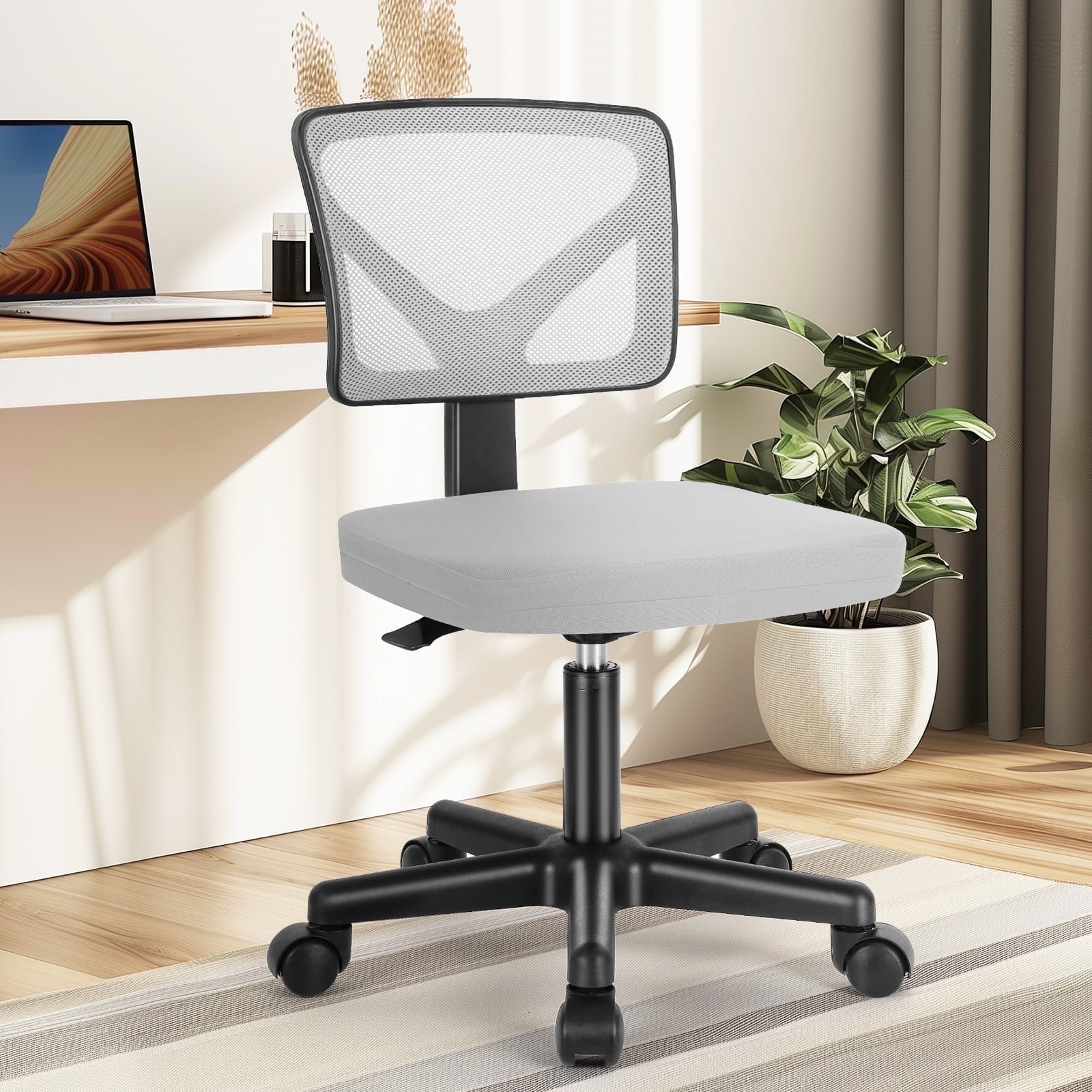 CONCETTA Ergonomic Home Office Mesh Desk Chair, Small Space, Armless Rolling Chair for Adults, Gray