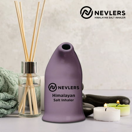 Nevlers Hand Painted Ceramic Salt Inhaler with Pure Himalayan Pink Salt | Asthma and Allergy Relief | Includes Salt Refill - Lavender