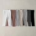 thumbnail image 2 of Leggings de algodón acanalado para niños y niñas, pantalones casuales a rayas, ropa para el hogar, otoño, 2 of 4