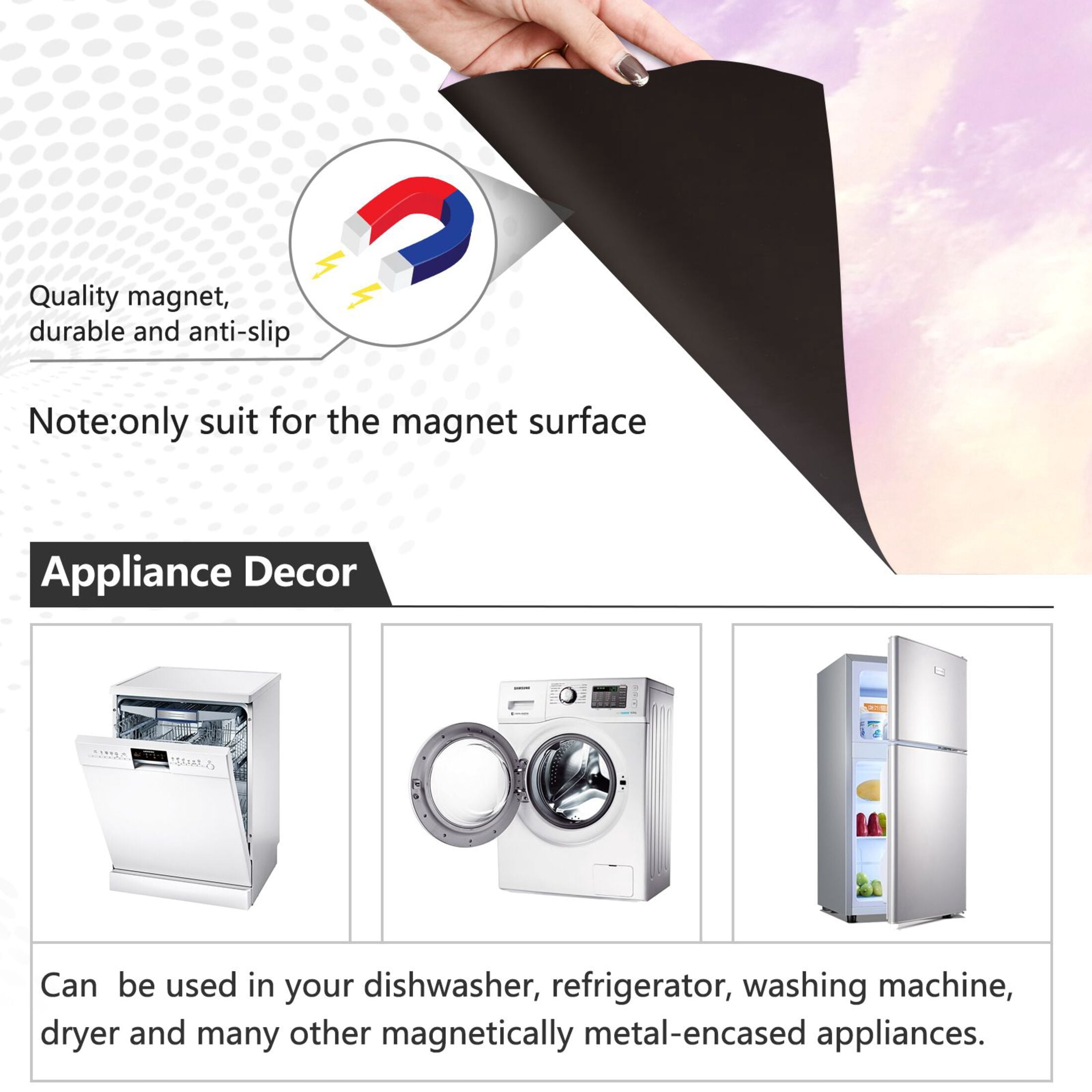 Dishwasher Magnetic Sticker 23x26 Inch Refrigerator Magnetic Sticker Washing Machine Magnetic Sticker Kitchen Panel Magnetic Sticker Home Decor Pretty Purple Cloud