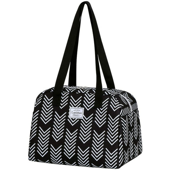 Insulated Reusable Lunch Tote Bag Durable lunch Box Container for Women Adult Men Black