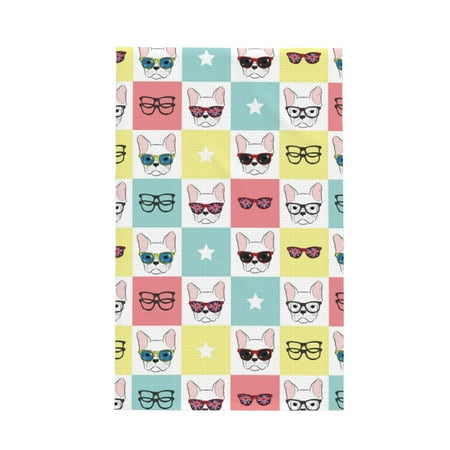 

Absorbent Kitchen Towels Cute French Bulldog A Quick Drying Dish Towels for Kitchen Drying Soft Hand Towels with Lanyard for Kitchen Decor