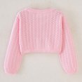 thumbnail image 4 of Annhoo Toddler Girls Long Sleeve Shrug Cardigans Baby Button Closure Knitted Sweaters Cropped Jacket Cover up Tops, 4 of 4