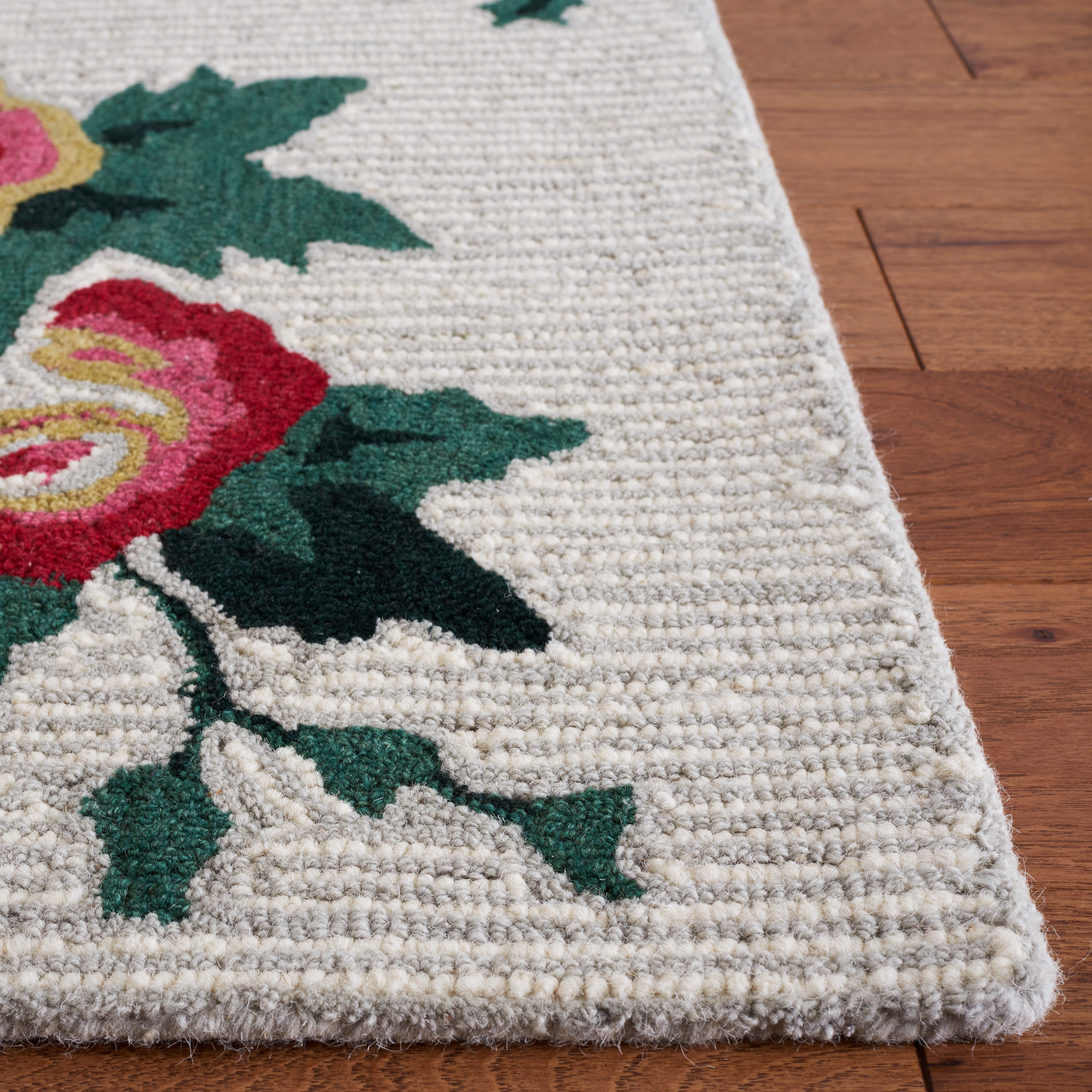 SAFAVIEH Jardin Alayna Floral Wool Area Rug, Ivory/Red, 4' x 6'