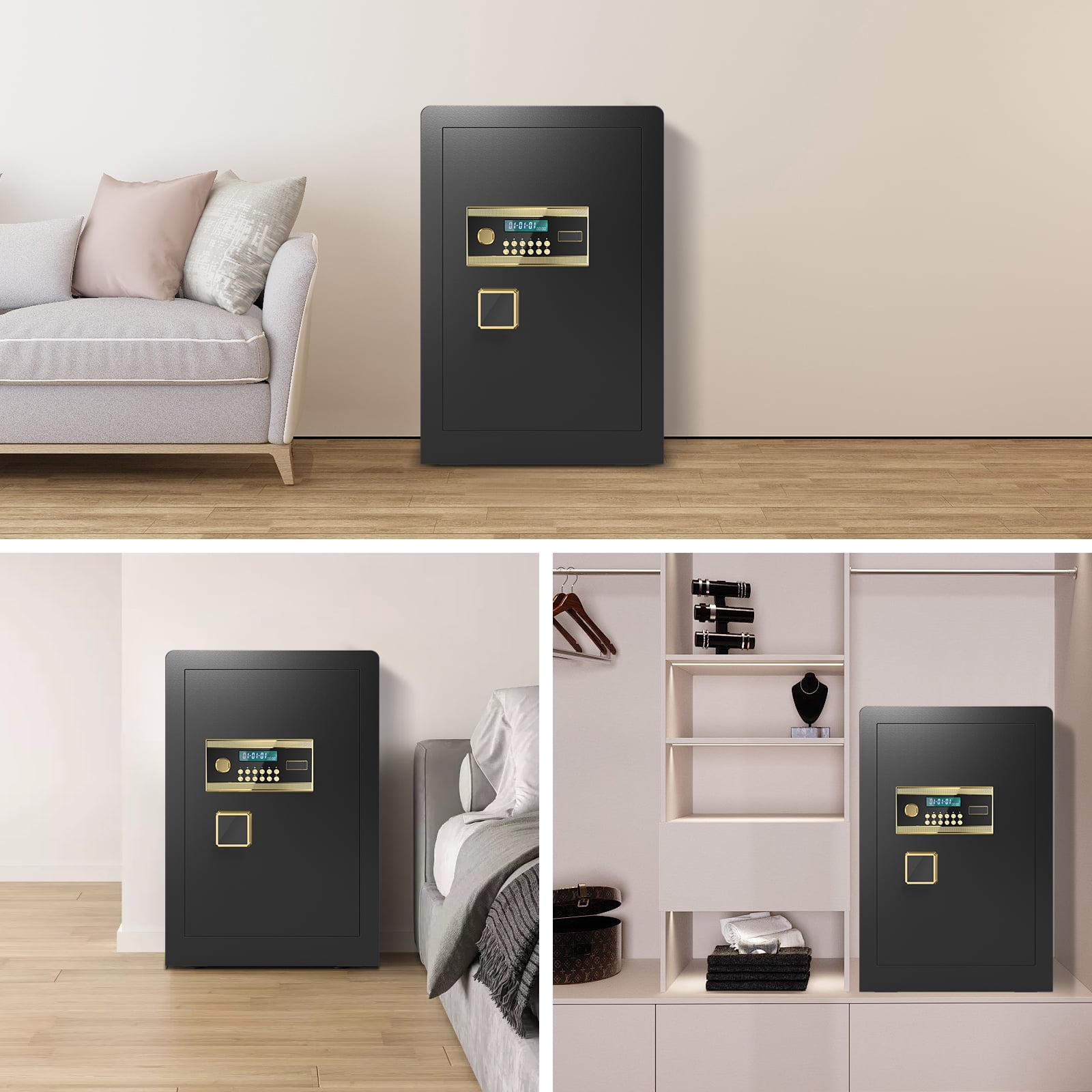 Extra Large Fireproof Waterproof Safe Box with Deposit Slot & Adjustable Shelf - Home & Office Security Safe with Soft PU Leather Lining, Large LCD Screen & Dual Alarm