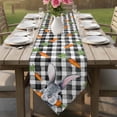 thumbnail image 6 of Grey Bunny Easter Table Runner Linen Burlap Table Runner 72 Inches Long Rabbits Spring Botanical Black White Plaid Dresser Scarves for Kitchen Island Coffee Dining Party Wedding Holiday Decor 14"x72", 6 of 8