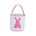 thumbnail image 1 of Cestas de conejito de Pascua, lindas bolsas de lona de algodón personalizadas, cestas para regalo de Pascua, color rosa y blanco, 1 of 6