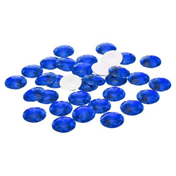 Unique Bargains 30mm Flat Back Round Acrylic Rhinestones, 50 Pack Plastic Circle Gems for Jewelry Making Costume, Blue