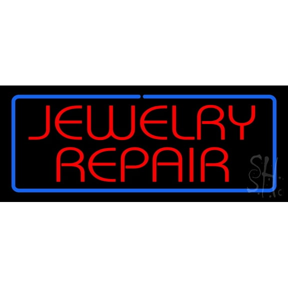 Jewelry Repair Rectangle Blue LED Neon Sign 13 x 32 - inches, Black Square Cut Acrylic Backing, with Dimmer - Bright and Premium built indoor LED Neon Sign for Defence Force.