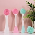 thumbnail image 3 of Biplut 1 Set Facial Washing Brush Skin-friendly Portable Easy to Use Double-sided Face Care Clean Facial Silicone Brush for Women (Pink White Type 2), 3 of 13