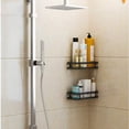 thumbnail image 7 of Shower Caddy No Drilling 1 Tier Black Shower Caddy Kitchen Shelf Spice Rack Nail Free Stainless Steel Wall Shelf Floating Shelf for Kitchen Bathroom 20-50cm Wide, 7 of 7