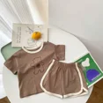 thumbnail image 1 of Camiseta con estampado de oso pequeño para niños y niñas, pantalones cortos de algodón, jersey de cuello redondo, ropa de manga corta para el hogar, trajes de 2 piezas, 1 of 5