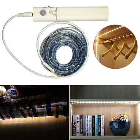 30LED PIR Motion Sensor LED Light Strip Wardrobe Cabinet Battery Operated
