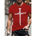 thumbnail image 3 of Men's Vintage Oil Painting Faith Jesus Cross Print Casual T-Shirts Christ Crewneck Short Sleeve Shirts for Men Navy 3XL, 3 of 4